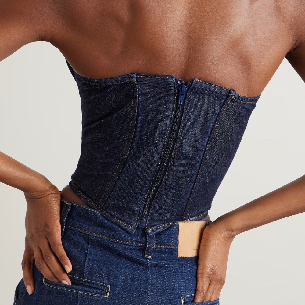 NWT MAGDA BUTRYM Strapless cropped denim bustier top, FR 34 - Picture 3 of 6